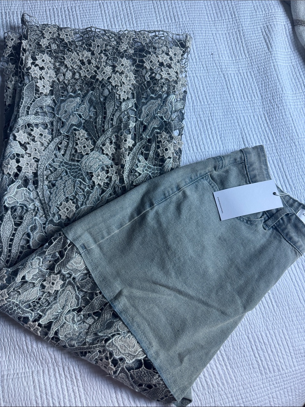 Women’s Lace & Denim Jean shorts with lace legs
